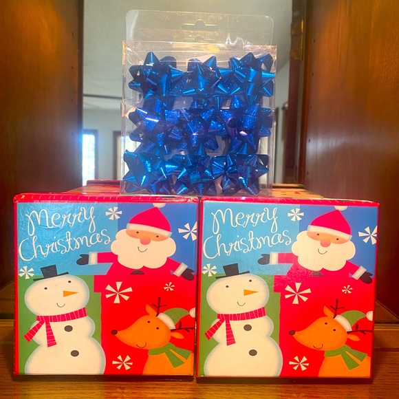 🎁LINDY BOWMAN🎁 2 SANTA & SNOWMAN DESIGNER GIFT BOXES & 9-CT MINI BOWS NWT🎅 - Picture 3 of 10